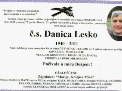 Vorschaubild 4 vom Album Gott hat unsere Sr. Danica Lesko zu sich gerufen